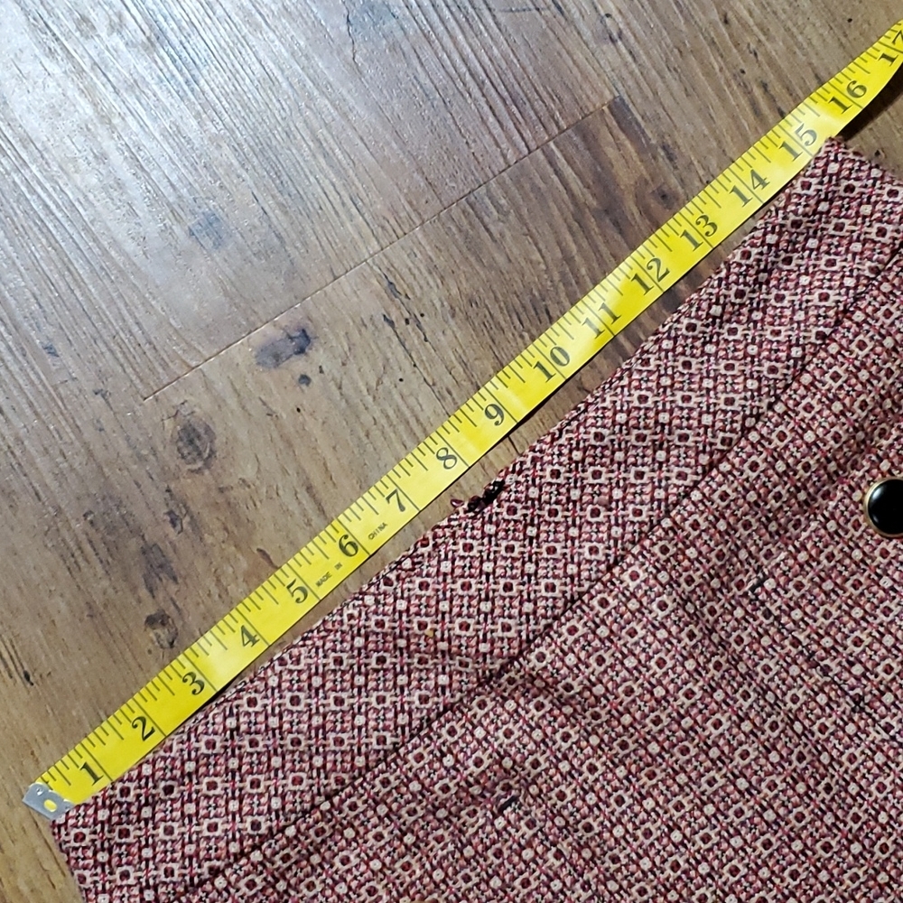Loft Wool Blend Red Patterned Mini Pencil Skirt L… - image 7